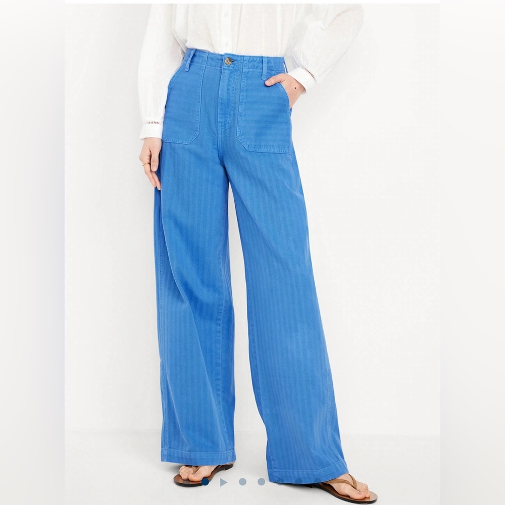 Old Navy Wide Leg Blue Pants High Waisted